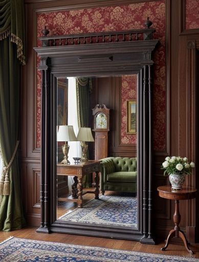 Большое старинное зеркало