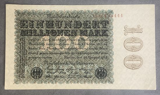 Банкнота 100 миллионов марок. 1923 год. Веймарская республика. С рубля без МЦ.