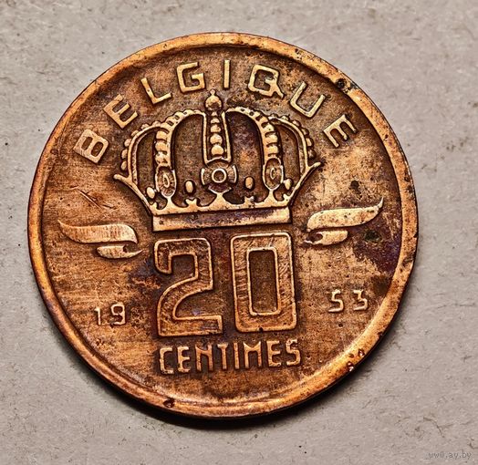 1953 год 20 сантим Бельгия
