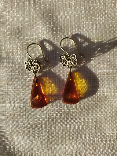 СЕРЬГИ С  ЯНТАРЁМ