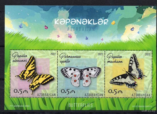 Азербайджан 2022. Бабочки блок (899)