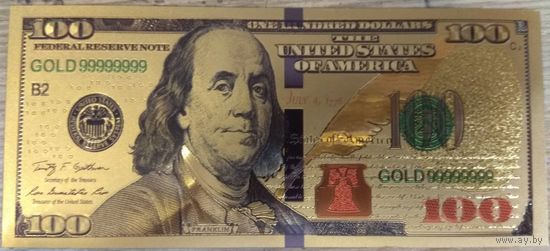 Золотой 100 долларов США (копия Американской купюры)