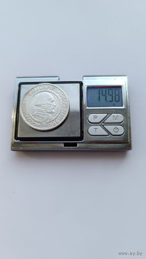 2 кроны 1921 года. Швеция - 400 лет Войне за Независимость. Серебро 800. Монета не чищена. 46