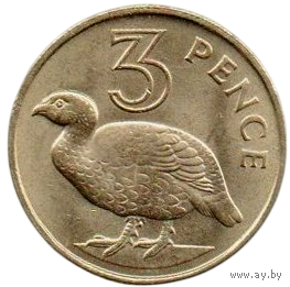 Королевство Гамбия (Британская Гамбия). 3 пенса (пенни) 1966. Фауна. Птица турач (франколин). Unс. Редкая.