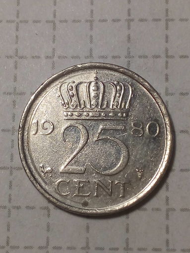 25 центов Нидерланды  1980 год