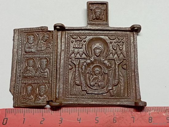 Складень "Оранта.Знамение",без одной створки.Предположительно 19 век