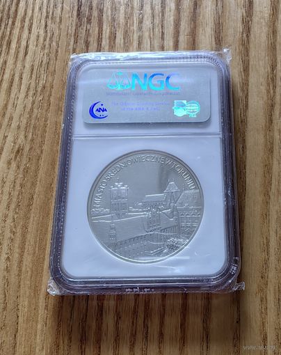 20 злотых, 2007 год, NGC, PF69UC, Средневековый город Торунь, Серебро 0,925; 28,28гр.