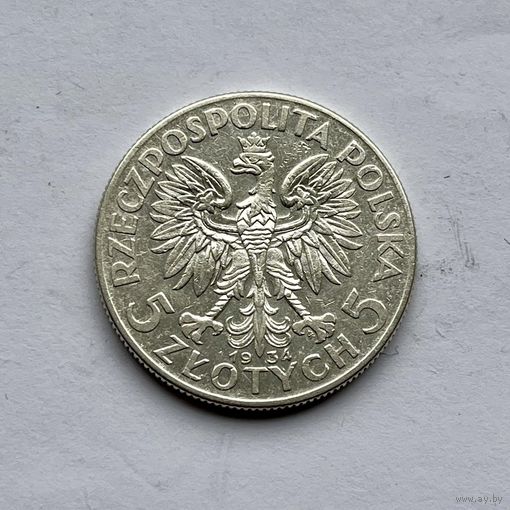 Монета СЕРЕБРО Польша 5 злотых 1934 год Ядвига ОТЛИЧНЫЕ