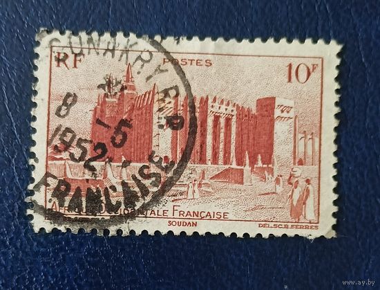 Гвинея интересный штемпель Конакри 1952