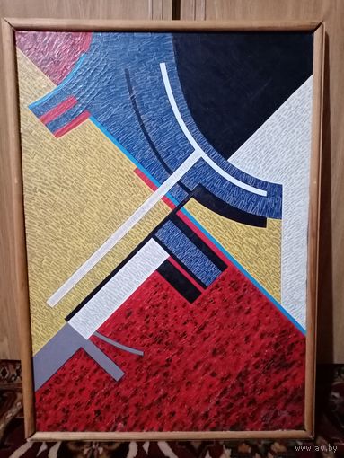 С рубля без мц. картина "Абстракция", 73х53см. х.м. 1994г. подпись