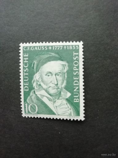 ФРГ 1955 марка "100 лет со дня кончины Карла Фридриха Гауфа" (чистая**) Mi.204 каталог 6.50 евро