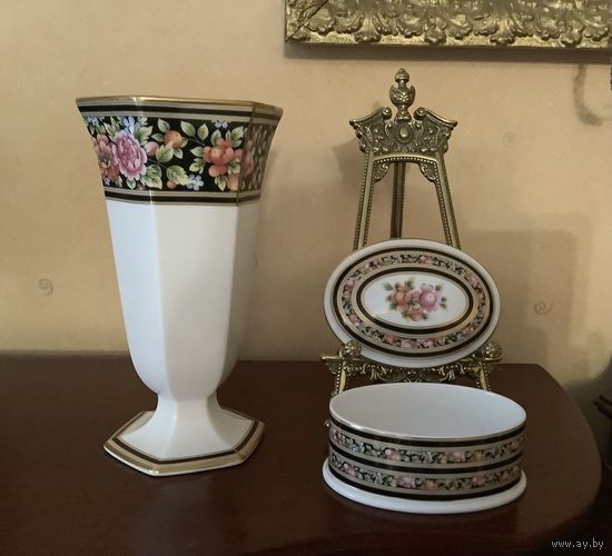 Ваза и шкатулка Цветы Wedgwood Clio Англия винтаж
