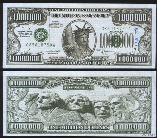 Сувенир США US_ свобода и капитолия 1.000.000 долларов 2013 год G8501875A (1113894) (na07 ТОРГ/ВАША ЦЕНА