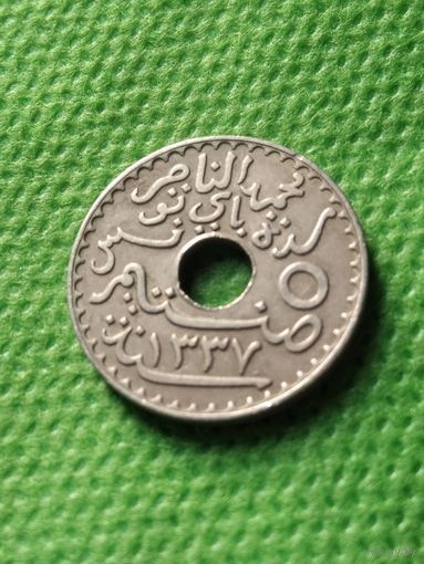 8. Распродажа! Тунис 5 сантимов, 1337 (1918) Нечастая!