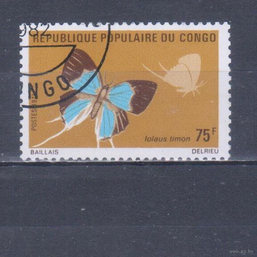 [1154] Конго 1971. Фауна.Бабочка.75 ф. Гашеная марка.