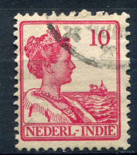 Нидерландская Индия - 1914/15г. - королева Вильгельмина, 10 с - 1 марка - гашёная [Mi 115]. #3-WB-75-A-1