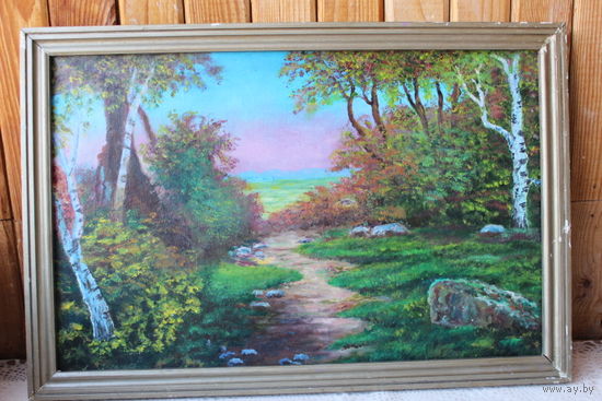 Картина "Вечереет", холст на подрамнике, Р .50.0х32.5см