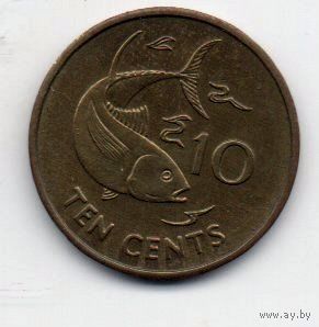 РЕСПУБЛИКА СЕЙШЕЛЫ. 10 ЦЕНТОВ 1997. ФАУНА. РЫБА
