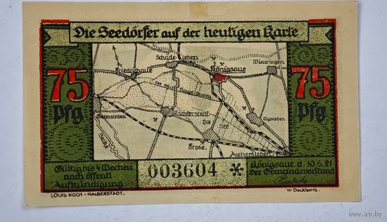 1921 год 75  пфеннигов  Германия нотгельд