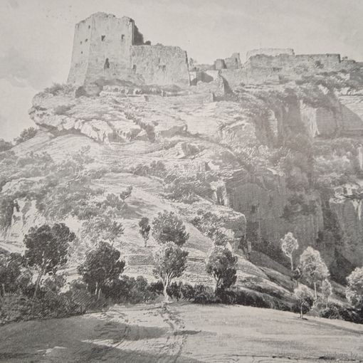 Развалины замка Каноссы. Энциклопедическая гравюра .23х15см. конец19 нач.20век.
