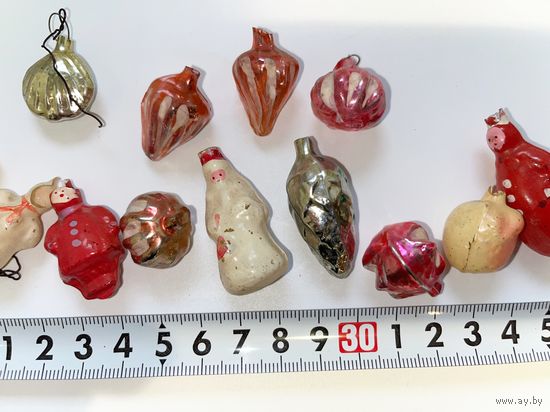 Ёлочные игрушки миниатюрные СССР стекло лот