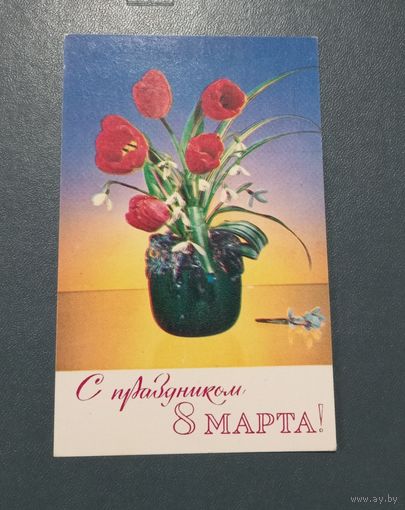 Открытка "С 8 марта" фото К.Шамшина  1974г. подписанная