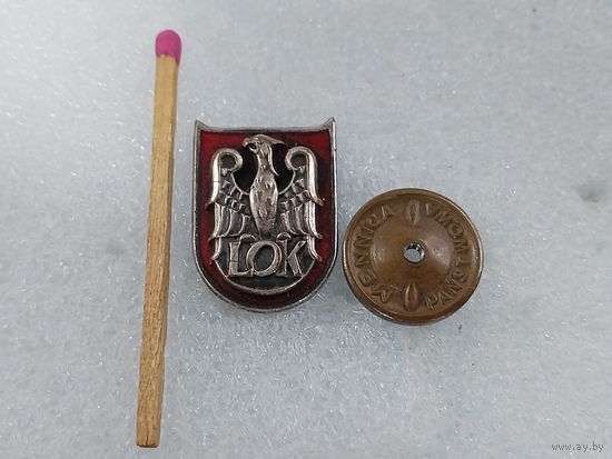 Знак-фрачник ПНР. LOK. Активист лиги обороны страны. тяжёлый, винт, накладной