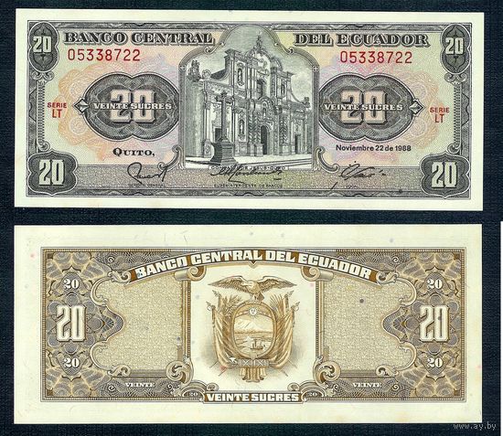 Эквадор 20 сукре 1988 год, UNC