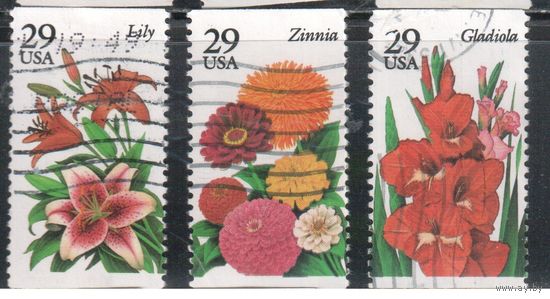 США-1994, (Мих.2450-2452) , гаш., Флора, Цветы