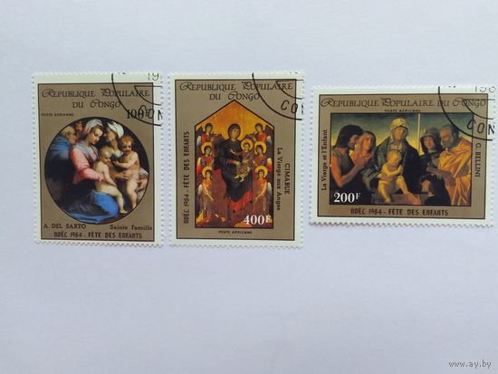 Марки   Живопись   Конго 1984г   3  шт -  2,00 руб.