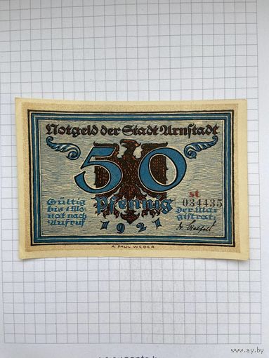 Нотгельд 50 пфеннигов Германия Урунштадт-0501
