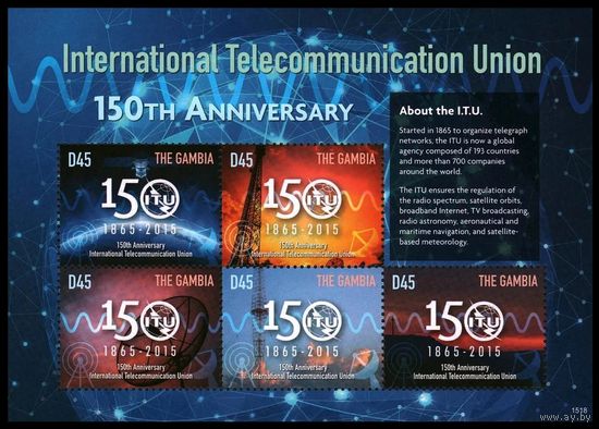 2015 Гамбия 7143-7147KL 150 лет МСЭ, телекоммуникаций  12,00 евро