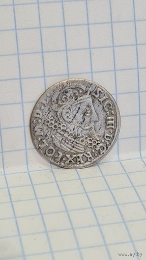 С 1 РУБЛЯ ! МОНЕТА 3 ГРОША  ВКЛ ПОЛЬША  СРЕДНЕВЕКОВЬЕ СИГИЗМУНД lll 1624 ГОД