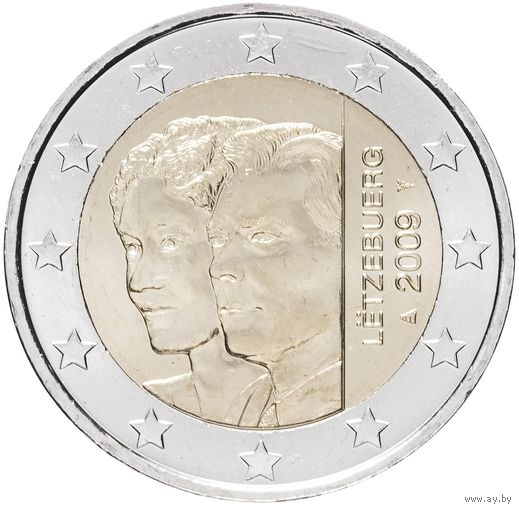 2 евро 2009 Люксембург Шарлотта UNC из ролла