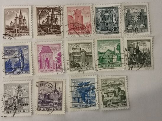 Архитектурные памятники Австрии. Марки из серии 1957-1970 гг.