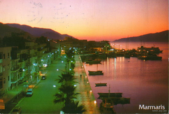 Подписанная открытка Турция 2017г. "Мармарис. Набережная" фото Семих Каялар