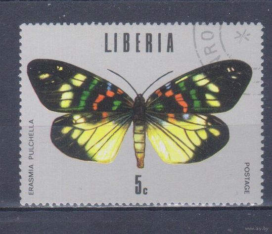 [2355] Либерия 1974. Фауна.Бабочка.5 с. Гашеная марка.