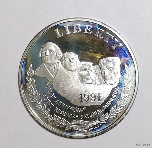 Доллар 1991 США - Гора Рашмор 26,73г серебро 900 пробы