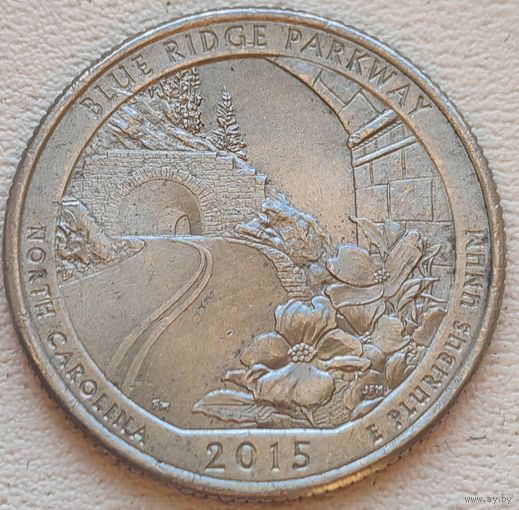 США 25 центов (квотер) 2015 P Blue Ridge Parkway North Carolina