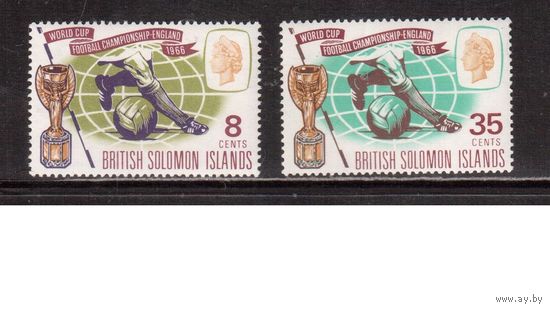 Соломоны-1966(Мих.154-155)  ** , Спорт, ЧМ-1966 по футболу, Английские колонии,
