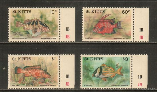 Сент-Киттс-1991(Мих.312-315) , **  ,  Морская  Фауна , Рыбы(полная серия)(2)
