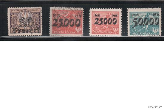 Польша-1923,(Мих.185-188)  * / гаш. , Стандарт, Надп. (полная серия)