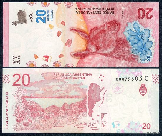 Аргентина 20 песо 2020 год, Р361b, UNC