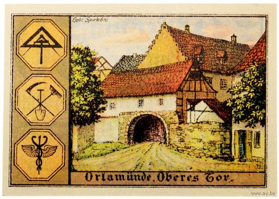 РАСПРОДАЖА!!! - ГЕРМАНИЯ ОРЛАМЮНДЕ (ТЮРИНГИЯ) 50 пфеннигов 1921 год (четвёртый сюжет) - UNC!