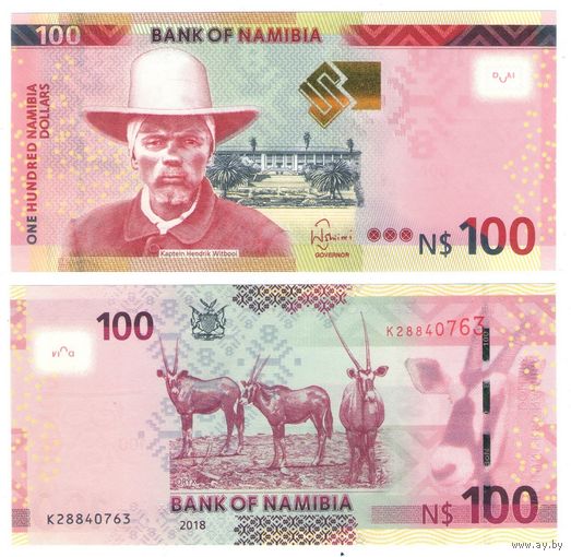 Намибия 100 долларов 2018 год UNC