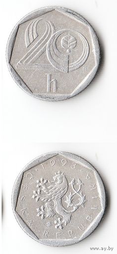 20 геллеров Чехия 1993 года