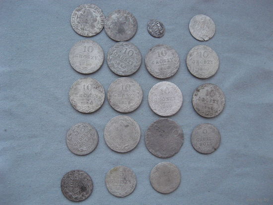 Лот из 19-ти монет номиналов 10 и 5 грош и не только  от 1 рубля без МЦ