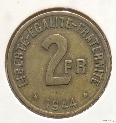Франция (Оккупация союзниками) 2 франка 1944 г. В холдере