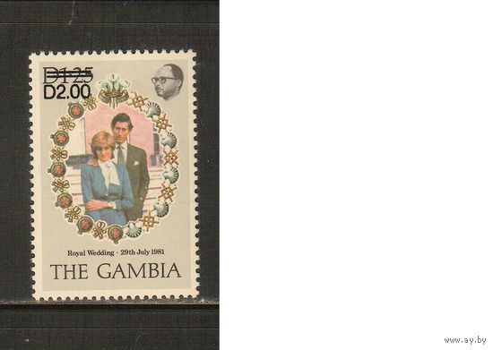 Гамбия-1983 (Мих.499) **  , Диана, Чарльз (кат.50 е), нов.номинал