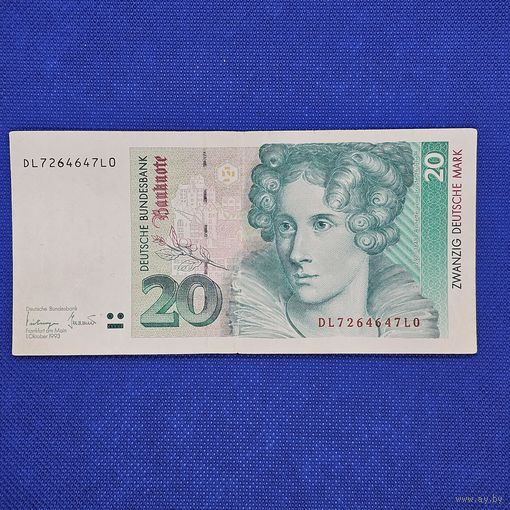 Старт с 1 Рубля !!! Банкнота 20 марок 1993 года - ФРГ Германия оригинал